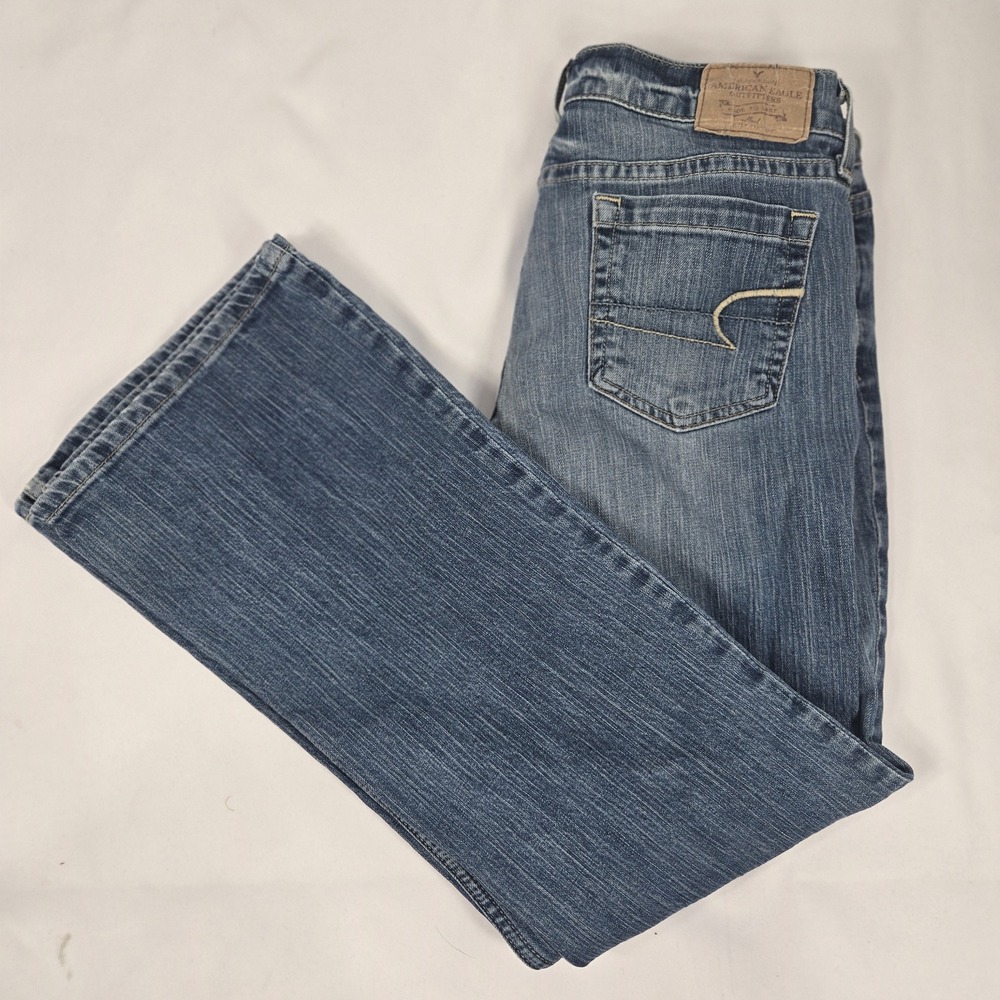 American Eagle Hipster Jeans Bootcut Denim Low Rise Size 10 Short 29x30 2000's